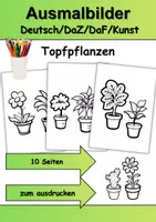 Vorschau - Arbeitsblätter - Ausmalbilder & Prickelbilder PAKET Thema Topfpflanzen - Grundschule - Bastelvorlagen - Seite 1