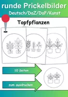 Vorschau - Mal- und Bastelvorlagen - runde Prickelbilder / Fensterbilder: Topfpflanzen - Grundschule - Bastelvorlagen - Deckblatt