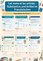 Vorschau - Arbeitsblätter - Les noms et les articles – Substantive und Artikel im Französischen – Französisch, Klasse 7 - Deckblatt