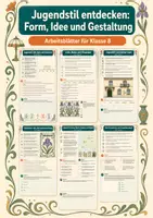 Vorschau - Arbeitsblätter - Jugendstil entdecken: Form, Idee und Gestaltung – Kunst, Klasse 8 - Deckblatt