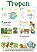 Vorschau - Arbeitsblätter - Lernposter + Arbeitsblätter zum Thema "Tropen" + Lösung & MP3 + Mindmap + Infografik - Deckblatt