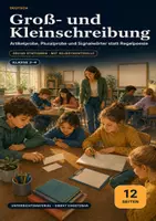 Vorschau - Arbeitsblätter - Groß- und Kleinschreibung Klasse 3–4 – Stationenlernen mit Nomenproben und Selbstkontrolle - Deckblatt