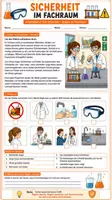 Vorschau - Arbeitsblätter - Fit für den Fachraum ! Unsere Sicherheitsregeln. Sicherheitsbelehrung Klasse 7/8 Chemie/ Biologie (Bio) 🥽🧪🥼🔬👩🔬👨🔬 - Deckblatt