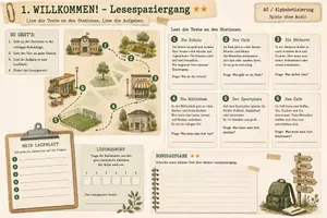 Vorschau - Arbeitsblätter - VKL mit Herz: Zusatzmaterial: Lesespaziergang 2 fach differenziert - Deckblatt