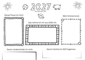 Vorschau - Arbeitsblätter - Reflexion & Ausblick zum Jahreswechsel 2027: "Darauf freue ich mich!" - Silvester & Neujahr - Deckblatt