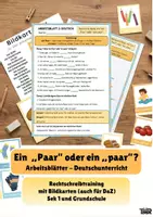 Vorschau - Arbeitsblätter - "Ein Paar oder ein paar?" – Übungsmaterial Deutsch + Bildkarten - Deckblatt