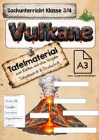 Vorschau - Präsentationen/Tafelbilder - Vulkan-Tafelmaterial – Aufbau eines Vulkans zum Zusammensetzen und Beschriften | Klasse 3/4 - Deckblatt
