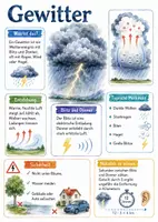 Vorschau - Arbeitsblätter - Lernposter + Arbeitsblätter zum Thema "Gewitter" + Lösung & MP3 + Mindmap + Infografik - Deckblatt