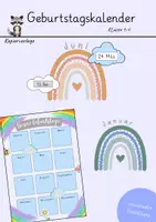 Vorschau - Mal- und Bastelvorlagen - Geburtstagskalender Grundschule Regenbogen | Klassenorganisation und Deko - Deckblatt