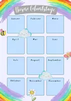 Vorschau - Mal- und Bastelvorlagen - Geburtstagskalender Grundschule Regenbogen | Klassenorganisation und Deko - Seite 1