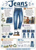 Vorschau - Arbeitsblätter - Lernposter + Arbeitsblätter zum Thema "Jeans" + Lösung & MP3 + Mindmap + Infografik - Deckblatt