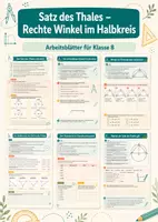 Vorschau - Arbeitsblätter - Satz des Thales – Rechte Winkel im Halbkreis – Mathematik, Klasse 8 - Deckblatt