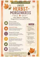 Vorschau - Arbeitsblätter - Unser Herbst-Morgenkreis 🍂 Lieder, Bildkarten, Fingerspiel, Klanggeschichte & Ausmalbilder für die Kita - Seite 1