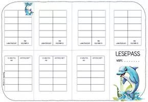Vorschau - Mal- und Bastelvorlagen - Lesepass für Delfinklassen - Seite 1