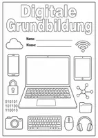 Vorschau - Arbeitsblätter - Deckblatt Digitale Grundbildung - ausmalbar - Deckblatt