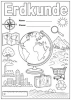 Vorschau - Arbeitsblätter - Deckblatt Erdkunde - ausmalbar - Deckblatt