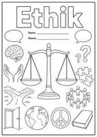 Vorschau - Arbeitsblätter - Deckblatt Ethik - ausmalbar - Religion - Deckblatt