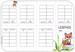 Vorschau - Mal- und Bastelvorlagen - Fuchsklasse: Lesepass Motivation Belohnung - Seite 1