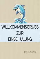 Vorschau - Bildkarten - Delfin: Willkommensgruß zur Einschulung - Deckblatt
