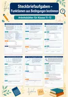 Vorschau - Arbeitsblätter - Steckbriefaufgaben – Funktionen aus Bedingungen bestimmen – Mathematik, Klasse 11–12 - Deckblatt