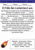 Vorschau - Arbeitsblätter - Weltall : Leseverstehen und Wortschatz - DaZ/DaF • Deutsch • Sachunterricht - Seite 2
