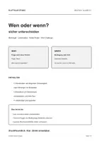 Vorschau - Arbeitsblätter - Wen oder wenn? Sicher unterscheiden. 6-7 klasse - Seite 1