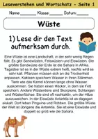 Vorschau - Arbeitsblätter - Wüste : Leseverstehen und Wortschatz - DaZ/DaF • Deutsch • Sachunterricht - Seite 1