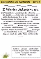 Vorschau - Arbeitsblätter - Wüste : Leseverstehen und Wortschatz - DaZ/DaF • Deutsch • Sachunterricht - Seite 2