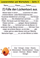 Vorschau - Arbeitsblätter - Bienen : Leseverstehen und Wortschatz - DaZ/DaF • Deutsch • Sachunterricht - Seite 2