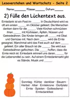 Vorschau - Arbeitsblätter - Erntedank : Leseverstehen und Wortschatz - DaZ/DaF • Deutsch • Sachunterricht - Seite 2