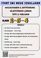 Vorschau - Klassenarbeiten - Hausaufgaben & Heftführung – Selbstständig lernen Tipps & Vorlagen Klasse 2 & Klasse 3 & Klasse 4 - Deckblatt