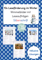 Vorschau - Arbeitsblätter - 10x Leseförderung im Winter Wimmelbilder mit Leseaufträgen Silbenschrift - Deckblatt