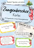 Vorschau - Fördermaterial/Inklusion - Zungenbrecher-Kartei | 75 Zungenbrecher in 3 Schwierigkeitsstufen + Methodenkarten - Deckblatt