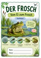 Vorschau - Arbeitsblätter - Sachtext - der Frosch: Vom Ei zum Frosch für Klasse 3 und 4 - Deckblatt