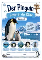 Vorschau - Arbeitsblätter - Sachtext - der Pinguin: Leben in der Kälte für Klasse 3 und 4 - Deckblatt
