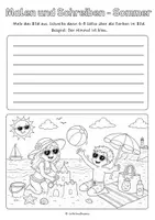 Vorschau - Arbeitsblätter - Lesen und Malen Sommer – 5 Sommerbilder, 2-fach differenziert | Deutsch Klasse 3-5 I Leseverstehen DaZ/DaF 1. & 2. Lernjahr I Back to School Material für den Schuljahresbeginn nach den Sommerferien - Seite 2