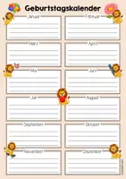 Vorschau - Mal- und Bastelvorlagen - Löwenklasse - Geburtstagskalender (Klassentier) - Seite 2