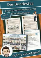 Vorschau - Mal- und Bastelvorlagen - Der Bundestag – Lesespurgeschichte mit Rätselaufgaben (Klasse 8) - Deckblatt