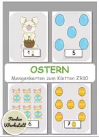 Vorschau - Arbeitsblätter - Klettaufgaben Ostern: Differenzierte Mengenkarten ZR10 - TEACCH - Deckblatt