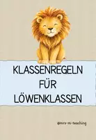 Vorschau - Poster - Löwenklasse: Klassenregeln & Verhaltensregeln Aushang Grundschule - Deckblatt