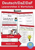 Vorschau - Arbeitsblätter - Boxen : Leseverstehen und Wortschatz - DaZ/DaF • Deutsch • Sachunterricht - Deckblatt