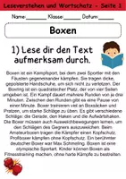 Vorschau - Arbeitsblätter - Boxen : Leseverstehen und Wortschatz - DaZ/DaF • Deutsch • Sachunterricht - Seite 1