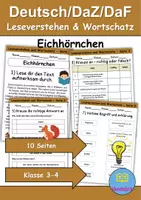 Vorschau - Arbeitsblätter - Eichhörnchen : Leseverstehen und Wortschatz - DaZ/DaF • Deutsch • Sachunterricht - Deckblatt