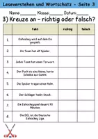 Vorschau - Arbeitsblätter - Eishockey : Leseverstehen und Wortschatz - DaZ/DaF • Deutsch • Sachunterricht - Seite 3