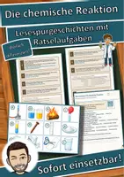 Vorschau - Mal- und Bastelvorlagen - Die chemische Reaktion – Lesespurgeschichte mit Rätselaufgaben (Klasse 8) - Deckblatt