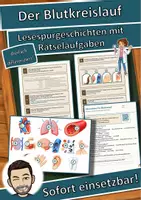 Vorschau - Arbeitsblätter - Der Blutkreislauf – Lesespurgeschichte mit Rätselaufgaben (Klasse 7) - Deckblatt