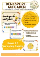 Vorschau - Spiele - Denksportaufgaben - Knobelaufgaben zum Problemlösen, logischen Denken und Begründen (Vertretungsstunden) - Deckblatt
