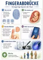 Vorschau - Arbeitsblätter - Lernposter + Arbeitsblätter zum Thema "Fingerabdruck" + Lösung & MP3 + Mindmap + Infografik - Deckblatt