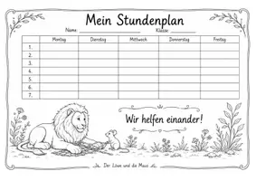 Vorschau - Mal- und Bastelvorlagen - Fabelhafte Stundenpläne – 12 Vorlagen zum Ausmalen - Seite 1