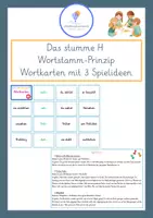 Vorschau - Spiele - Das stumme H - Dehnungs-h - Klasse 3-4 - Wortkarten + Spiele - Deckblatt